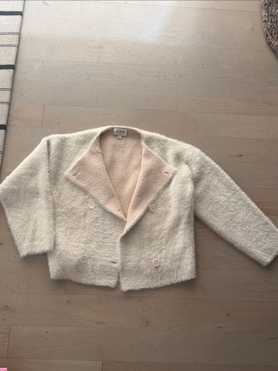 J. Crew Jackets & Blazers - J. Crew Cream Teddy Double-Breasted Jacket with Blush Lining